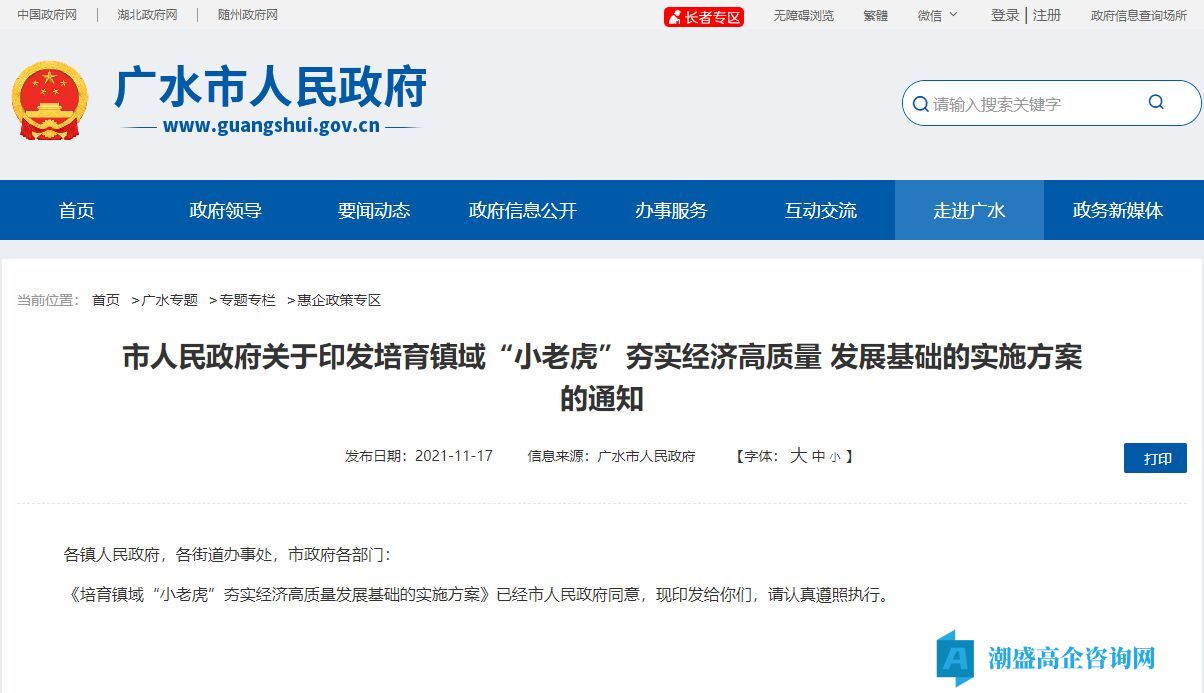 随州市广水市高新技术企业奖励政策：培育镇域“小老虎”夯实经济高质量发展基础的